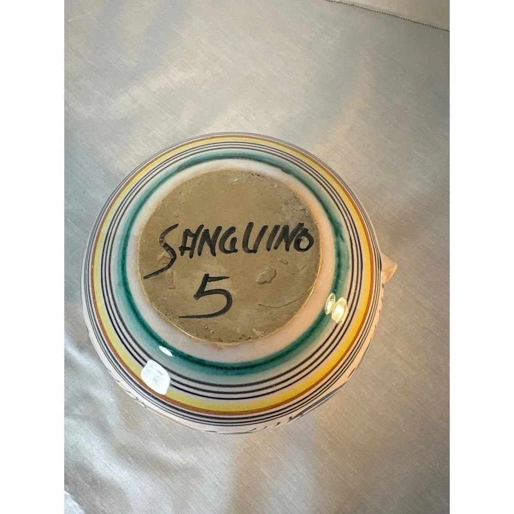 Hand-Painted Ceramic Pitcher Vase‎ Decorative Home Decor Italian Sanguino Art 5